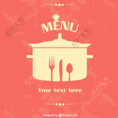 餐厅菜单用刀叉匙和锅模板