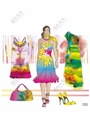 彩色连衣裙设计图