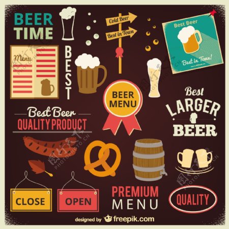 啤酒和酒吧图标收藏