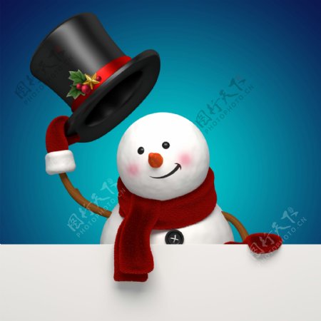 摘帽子的雪人图片