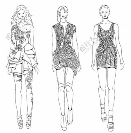 3款时尚紧身裙设计图