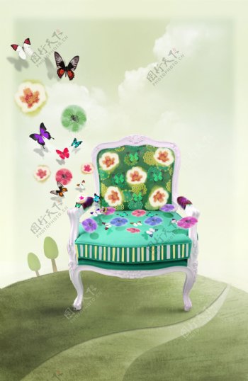 沙发与蝴蝶
