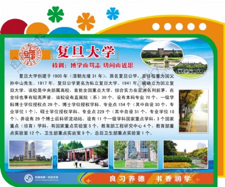 校园展板世界名校复旦大学