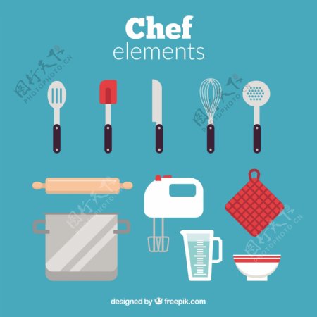 各种厨具元素平面设计素材