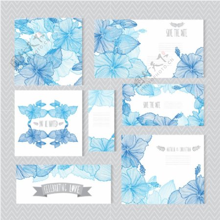 手绘花卉婚礼卡片