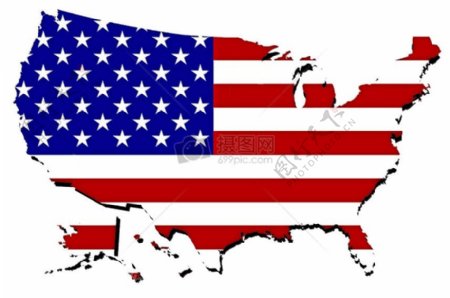 美国国旗背景地图