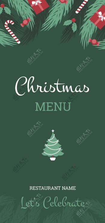 红绿色圣诞菜单模板