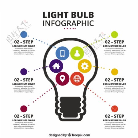 灯泡的图表模板扁平化图表