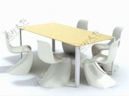 个性创意方餐桌椅3D模型