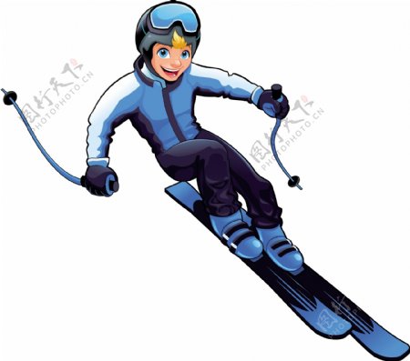 滑雪卡通风格