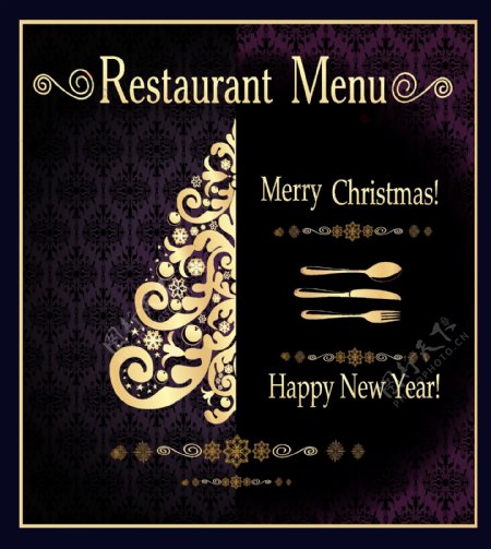 欧式花纹圣诞节菜单封面图片