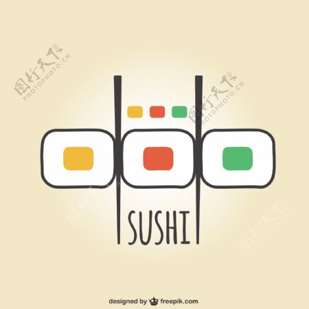 丰富多彩的寿司的标志
