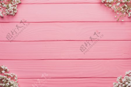 鲜花背景大自然粉色木制