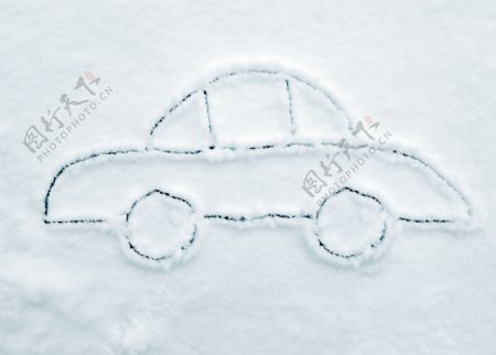 雪地里的小车图案图片