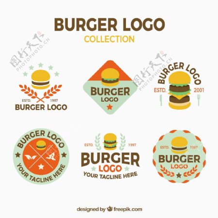 各种彩色汉堡标志图标