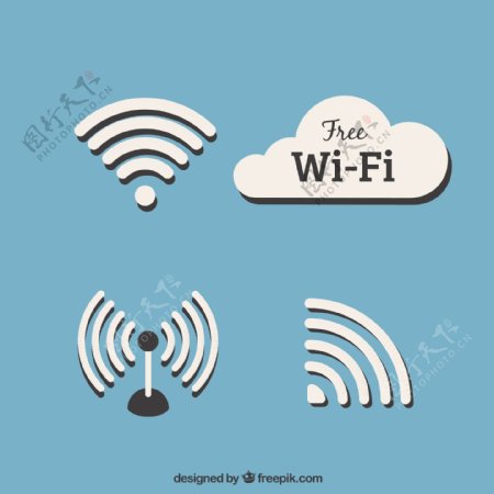 各种WiFi符号平面设计素材