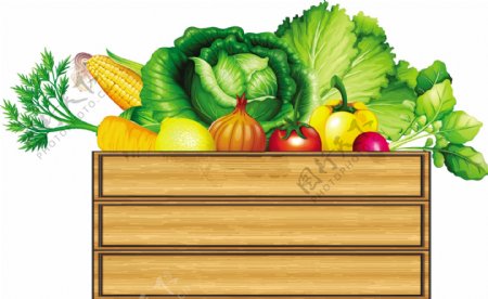 木盒里的蔬菜