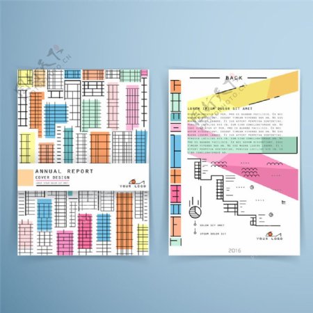 手绘线条城市建筑画册图片