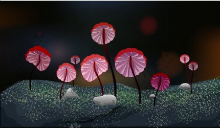 小蘑菇卡通插画