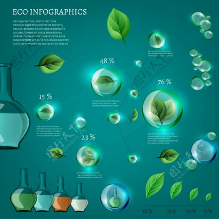 水滴与植物环保设计矢量素材