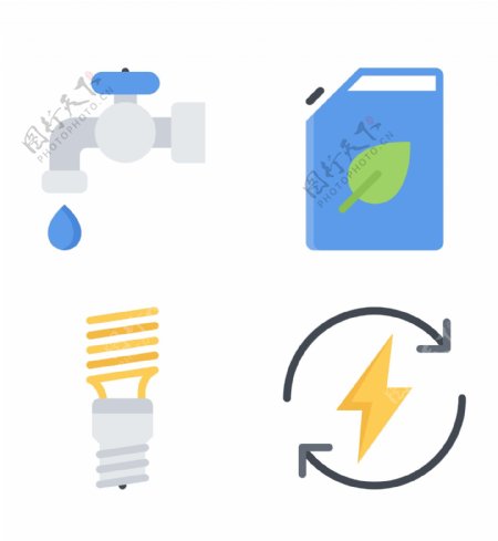 节水节能循环精美icon图标