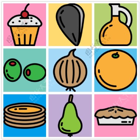 可爱食物手绘icon图标