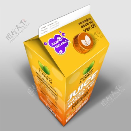 果汁纸盒设计素材