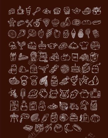 100枚手绘食物图标
