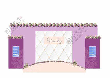 紫色婚礼背景板