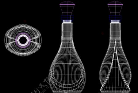 新瓶型3D模型CAD线稿图