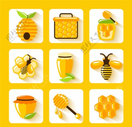 精美蜂蜜元素图标矢量素材
