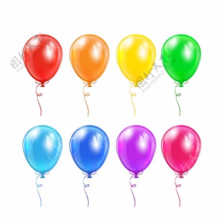 8款彩色气球设计矢量素材