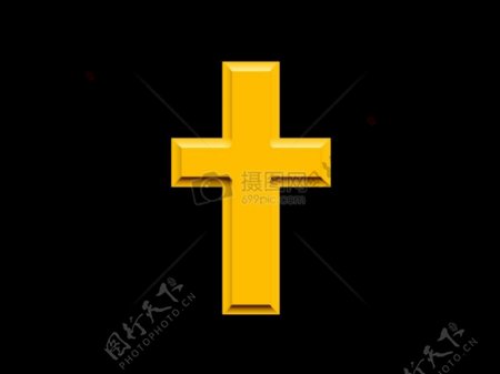 黑色背景里的黄色十字架