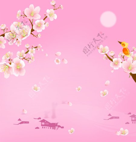 粉色唯美桃花吊顶图案