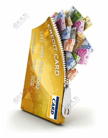 信用卡中的金钱图片