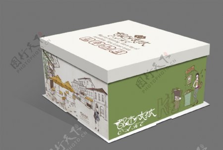 休闲式的手绘蛋糕盒