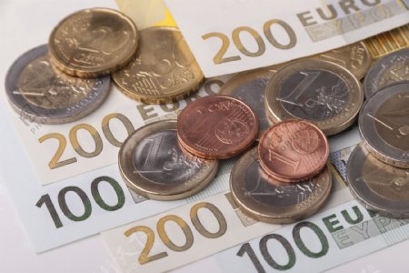 欧元硬币钞票图片