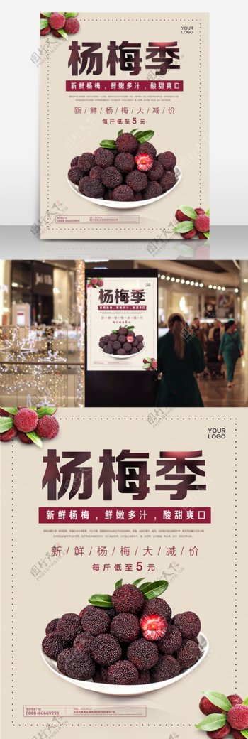 杨梅季水果海报