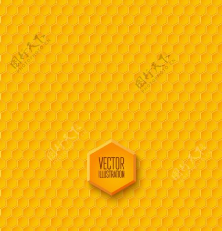 黄色蜂窝形无缝背景矢量素材