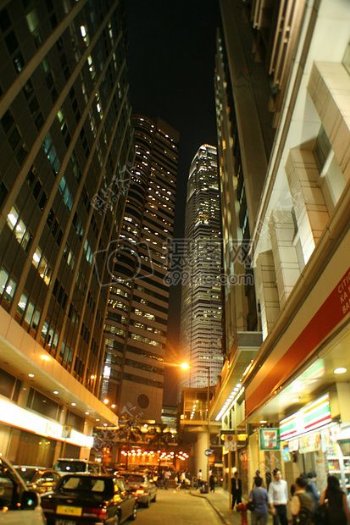 香港邮政夜景街城市中国