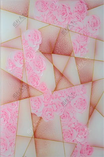 粉色3D立体雕刻玫瑰
