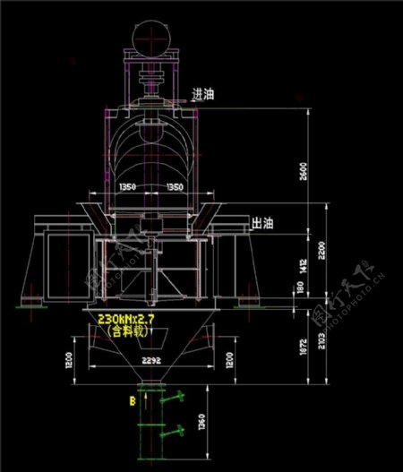 高效水平涡流选粉机CAD机械图纸