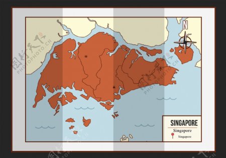 手绘新加坡地图