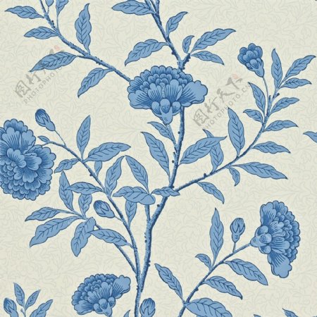蓝色花枝图案壁纸