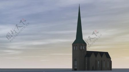 教堂动画建筑视频