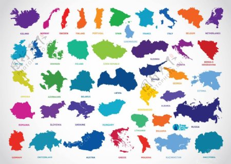 欧洲各国地图轮廓图