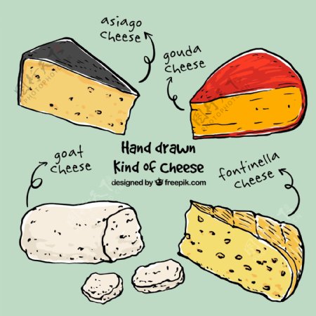 素描不同的奶酪