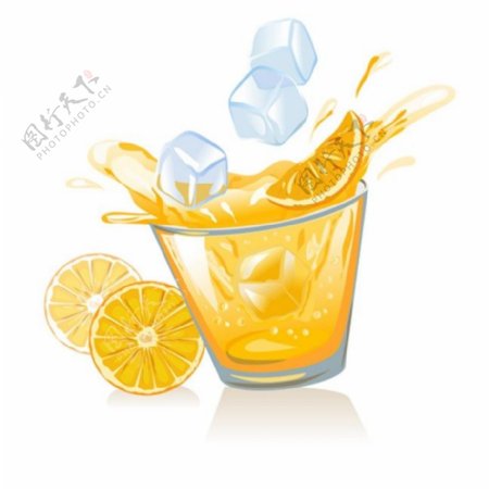 冰爽橙子汁背景图