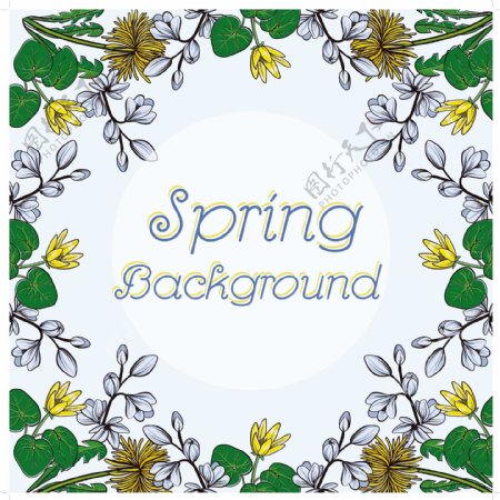 春天鲜花装饰边框背景设计