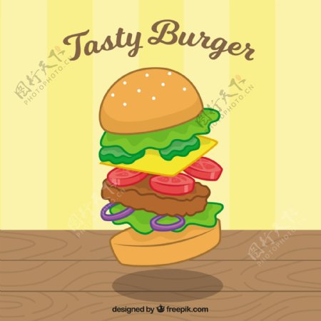 美味的汉堡包插图背景